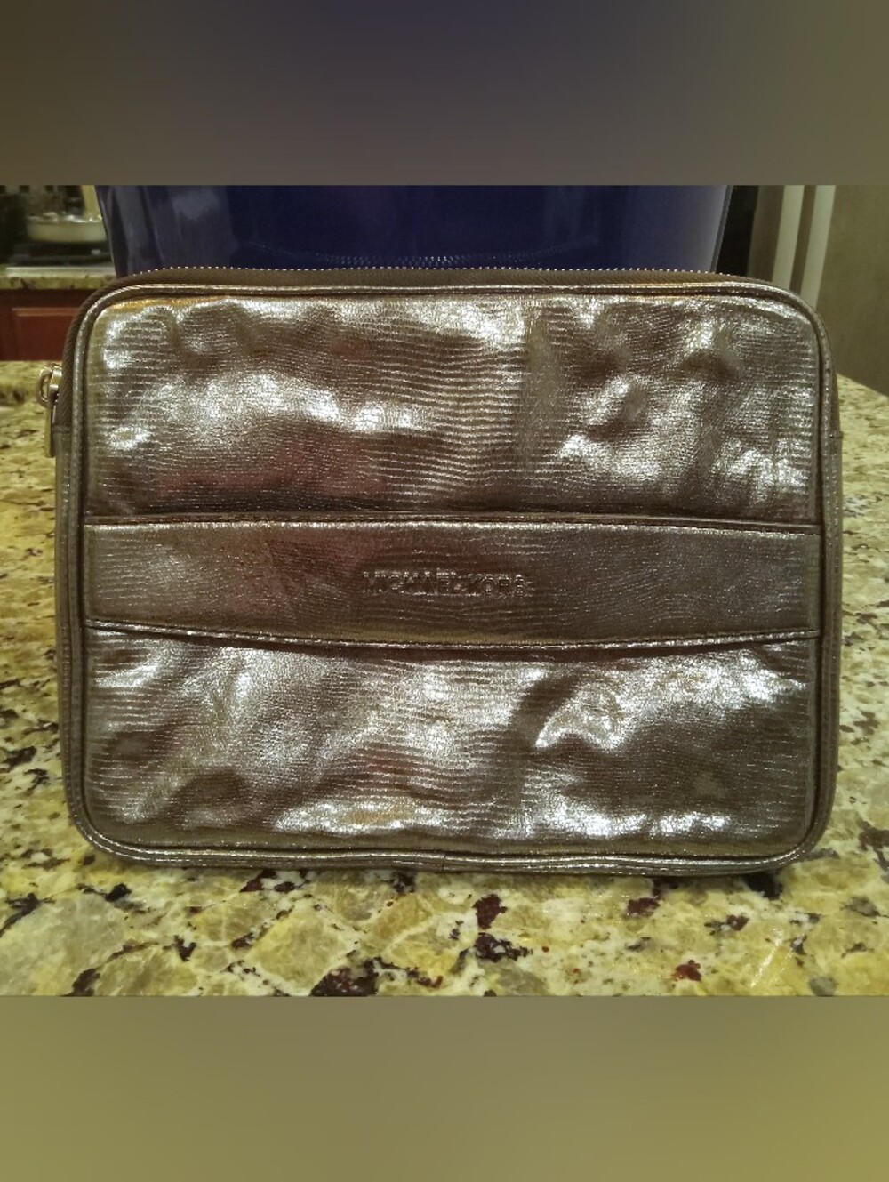 Michael Kors Metallic Silver Travel Pouch